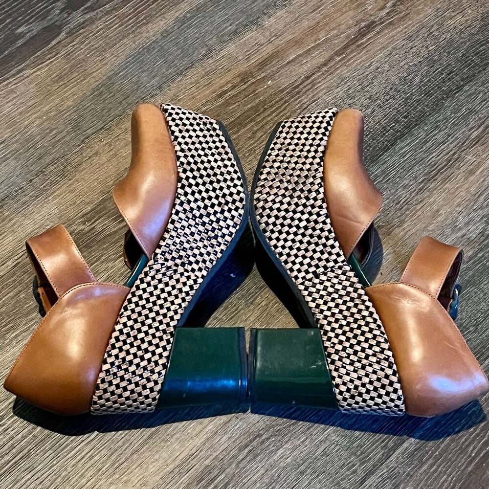 John Fluevog Ana Rita Leather Platform Mary Jane Heels Size 7 Brown Tan - Picture 8 of 13